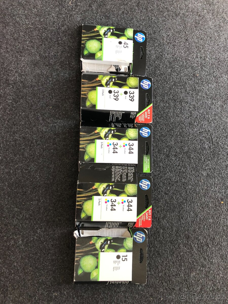Prodám nové, originální náplně HP 45, 339, 344 a 15