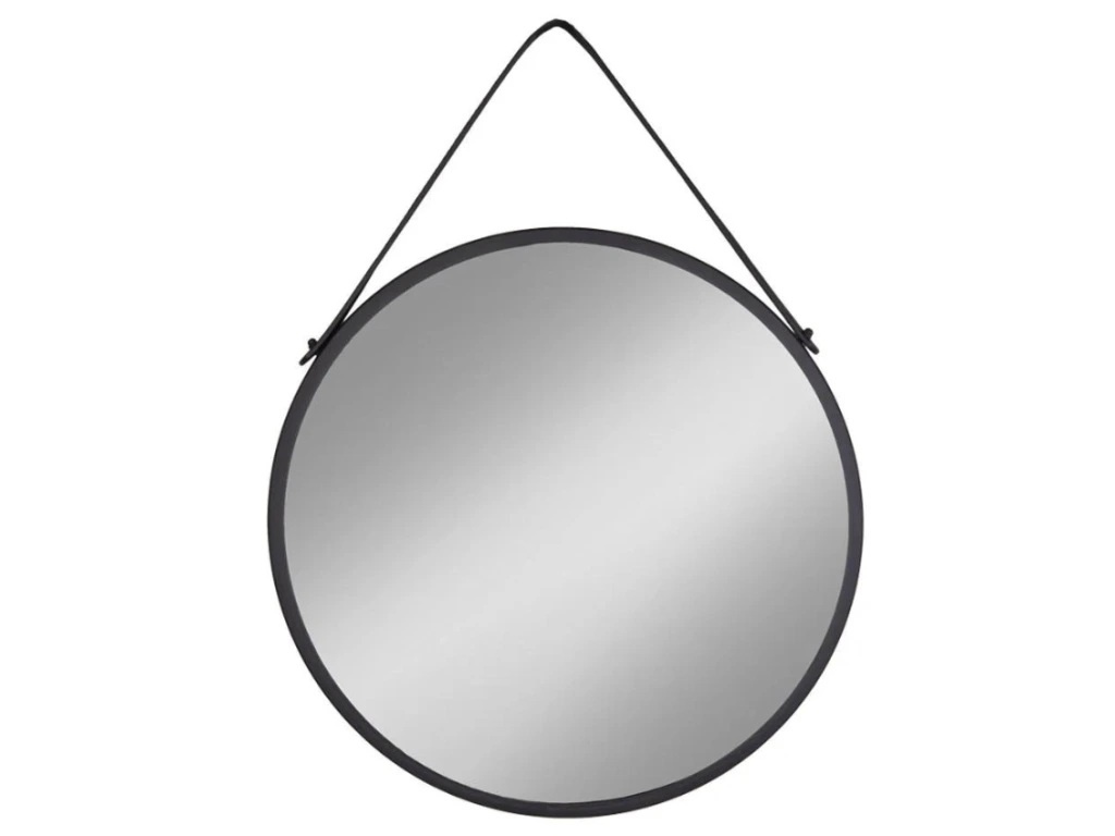 Černé kovové závěsné zrcadlo 60 cm