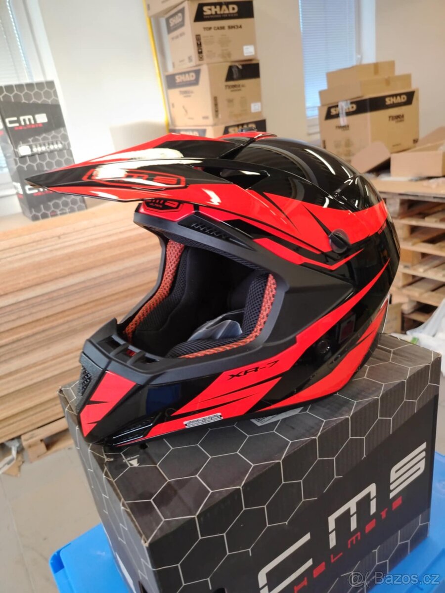 nová motokrosová MX přilba CMS XR-7 Raptor velikost L oranžo