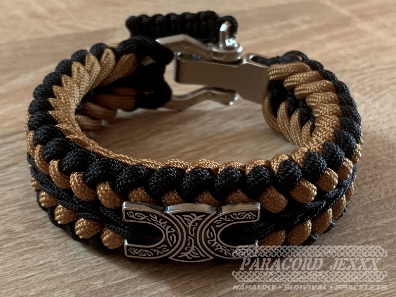 Paracord náramek (20 cm) black - coyote