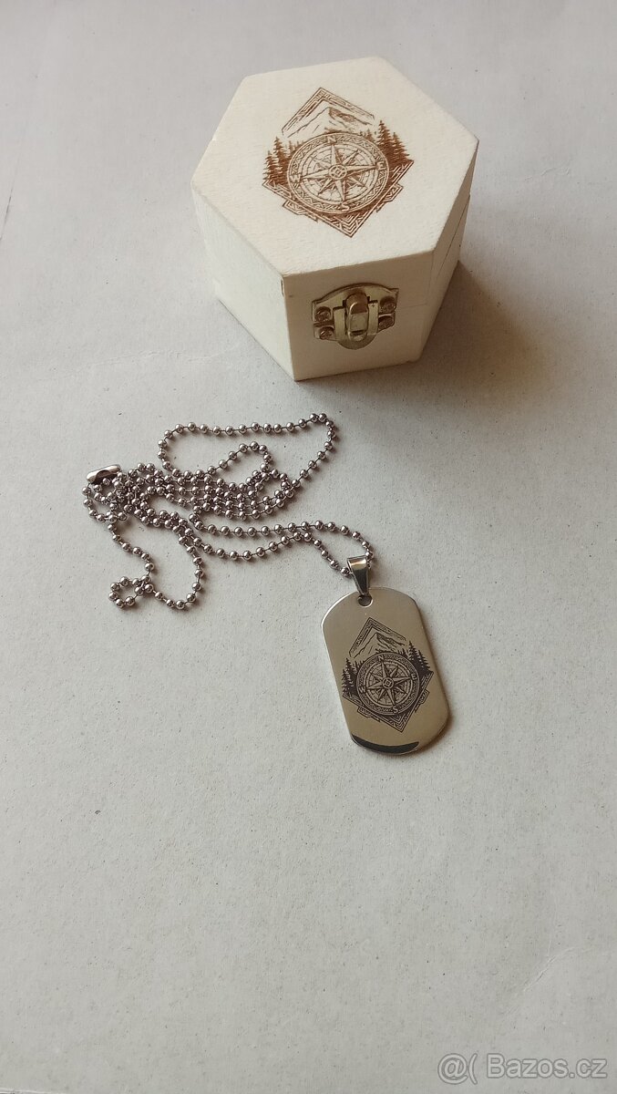 Řetízek z pravé chirurgické oceli dřevěná dárková krabička