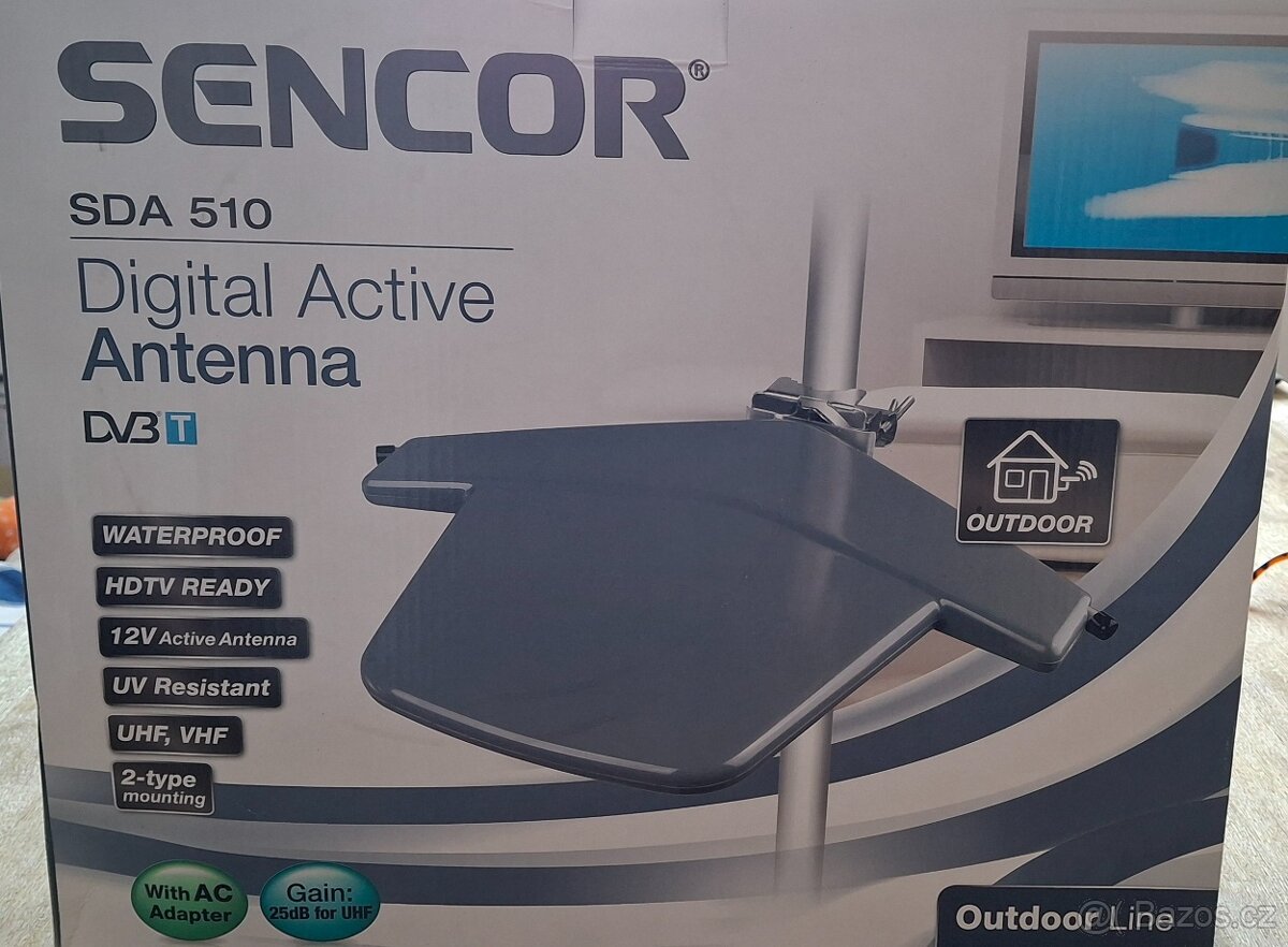 Venkovní DVB-T anténa Sencor i pro kemping 12V