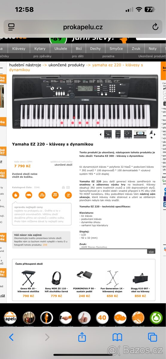Klávesy EZ220