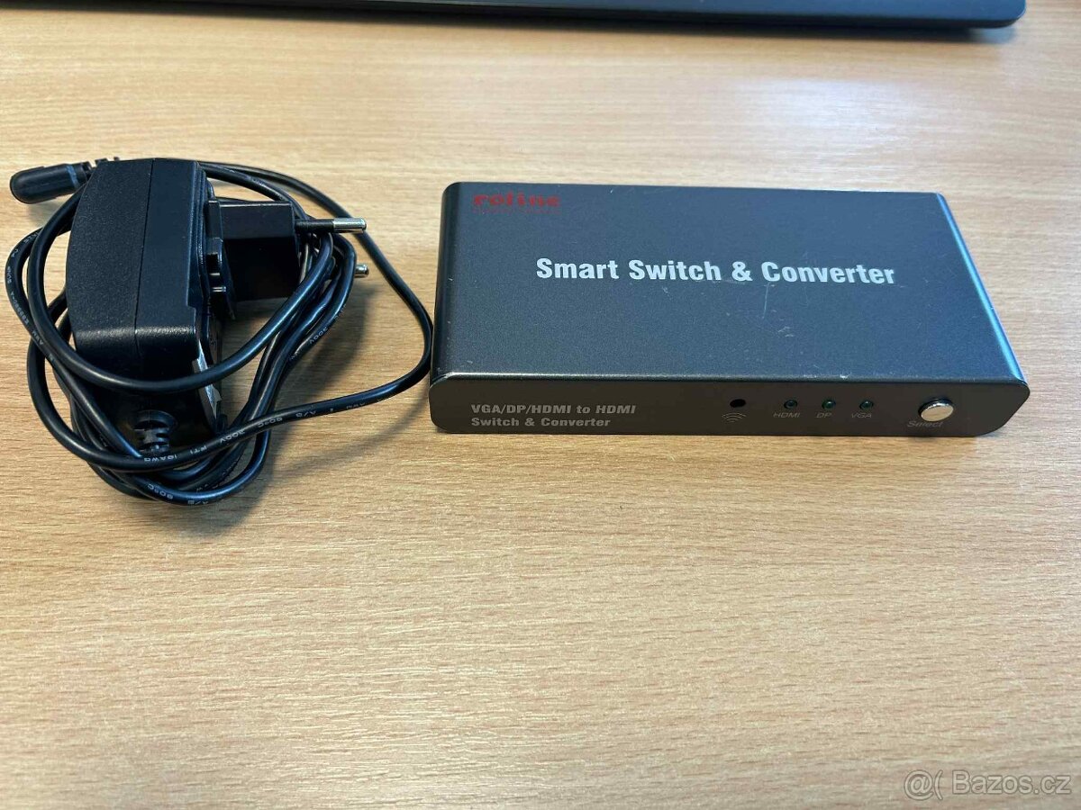 ROLINE Přepínač + konvertor HDMI/VGA/DP -> HDMI, 3:1