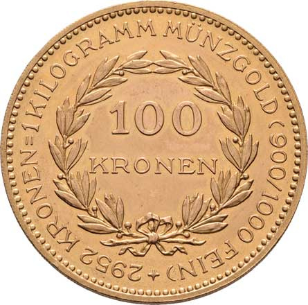 Zlato, 100 kronen 1924, Rakousko, extrémně vzácná RRR
