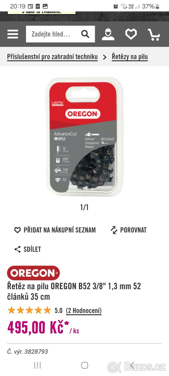 oregon řetěz pila