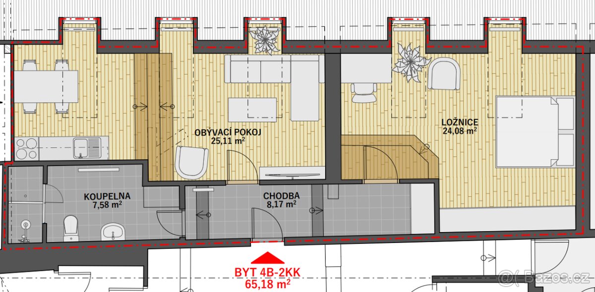 Pronájem bytu 2+kk, 65,18 m2 - centrum Litoměřic