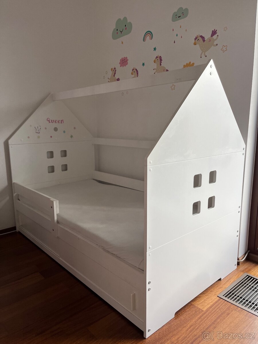 Dětská postel "domeček" s úložným prostorem, lůžko 80x160