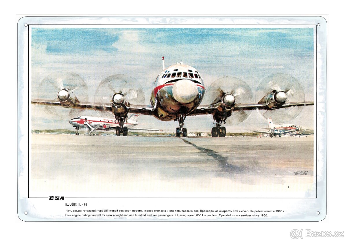 plechová cedule - Iljušin Il-18 (Československé aerolinie)