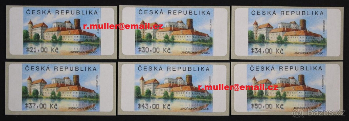 AU 3/4- Automatové známky- Jindřichův Hradec (21-50 Kč)