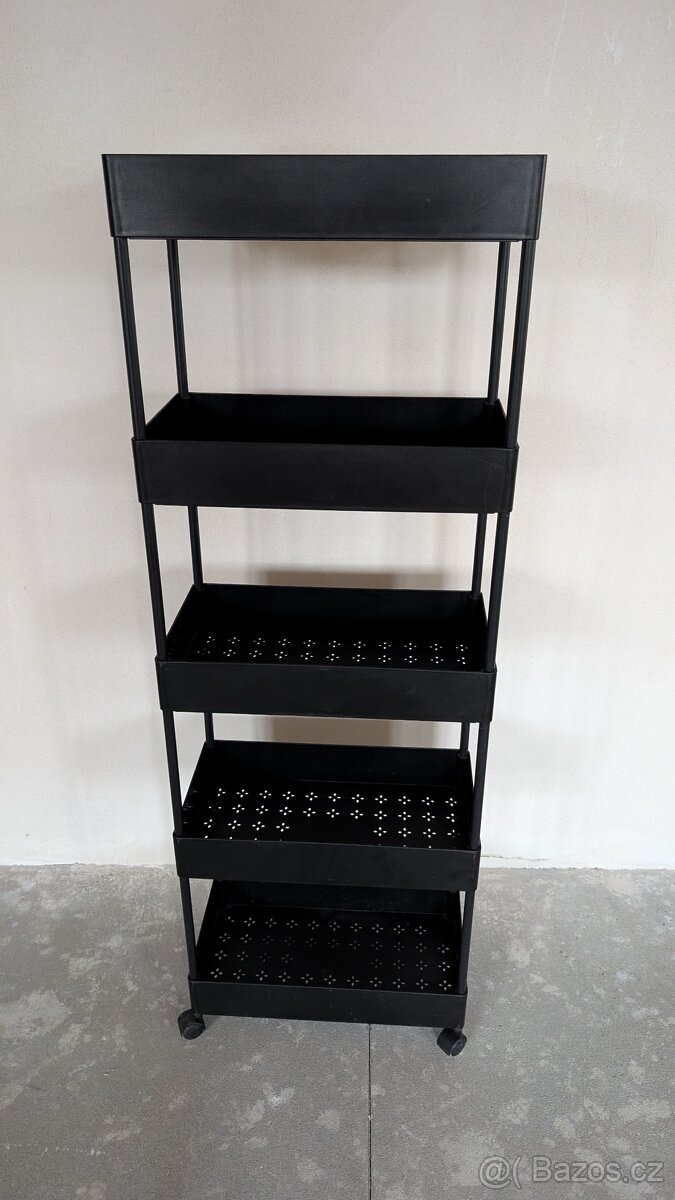 Regál na kolečkách černý Mobelix