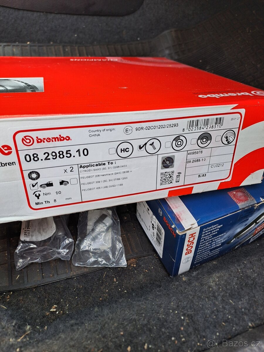 Kotouče a destičky Citroen Saxo, Peugeot 106