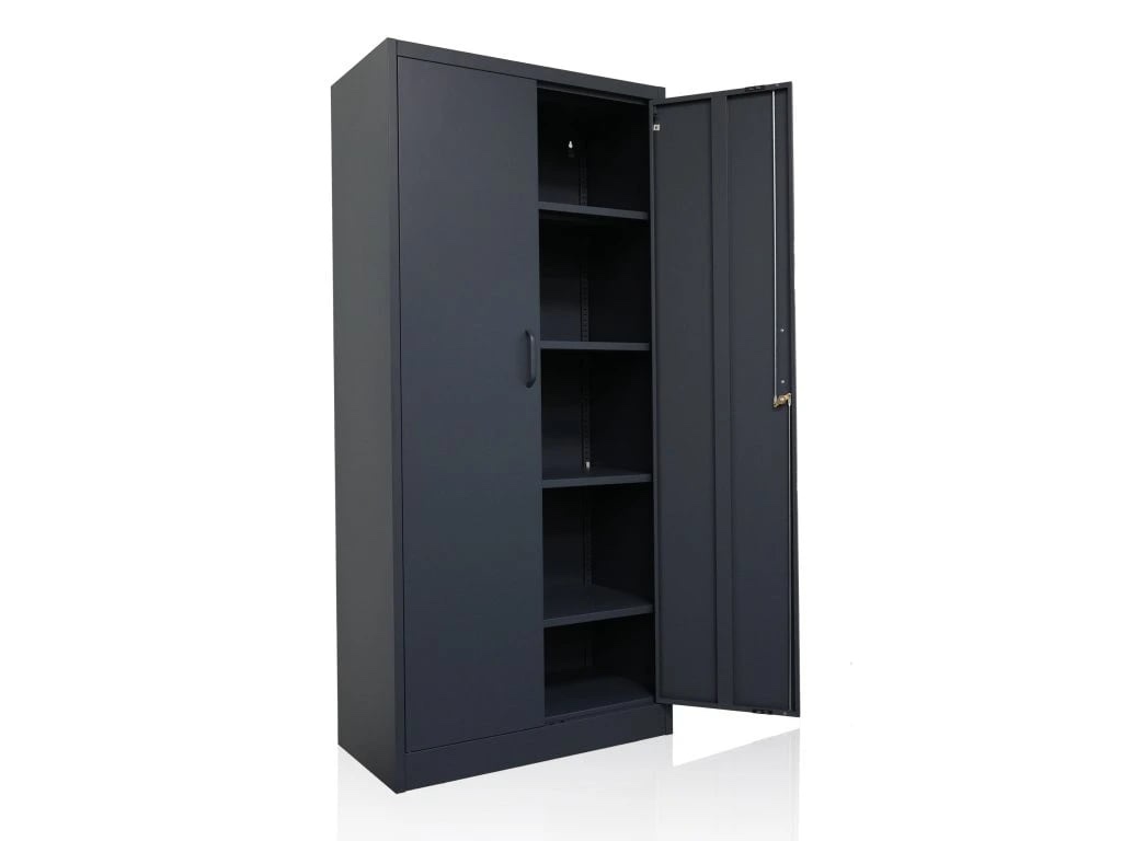 Plechová skříň 170, černá (78 × 39 × 170 cm)