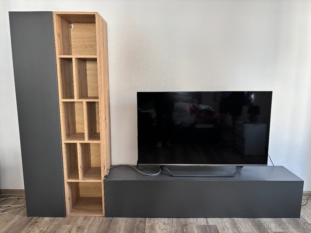 Závěsná obývací stěna BLAFEL - dub artisan/šedá