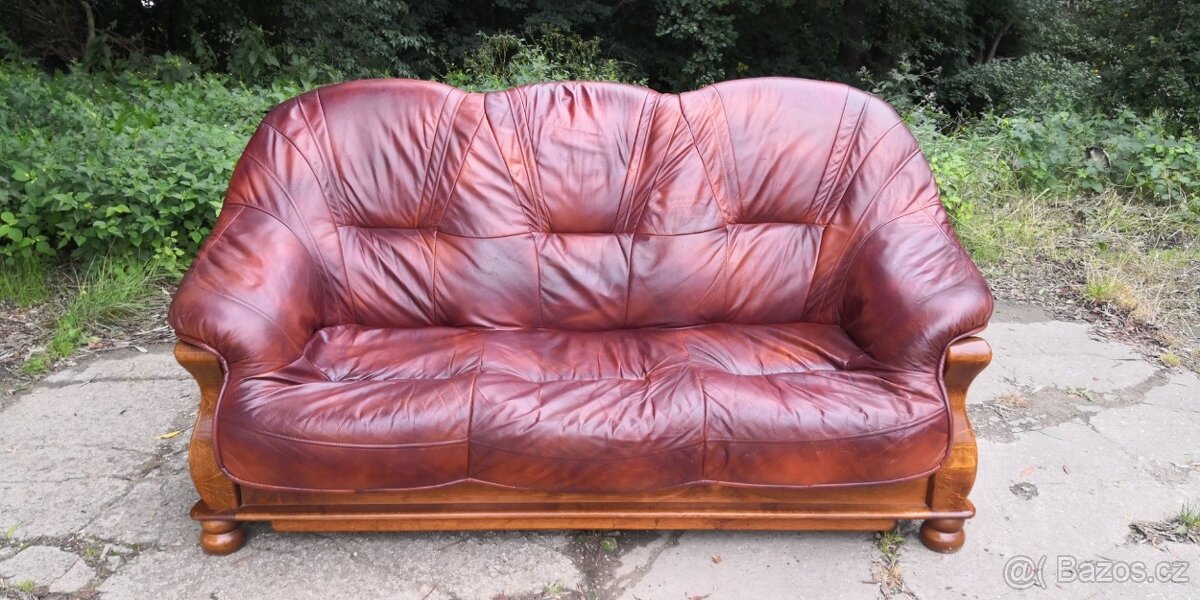 Kožená rozkládací sedací souprava