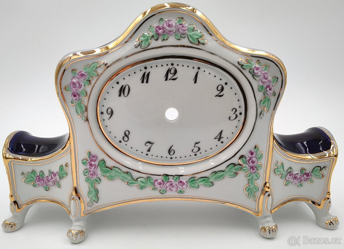 Krásné staré luxusní porcelánové torzo hodin Royal Dux