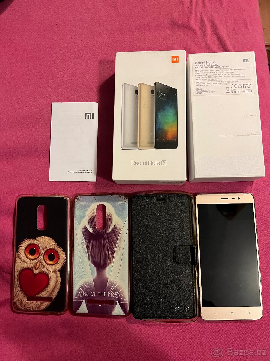 📱Telefon Xiaomi Redmi Note 3 3/32GB zlaty kovovy s obaly