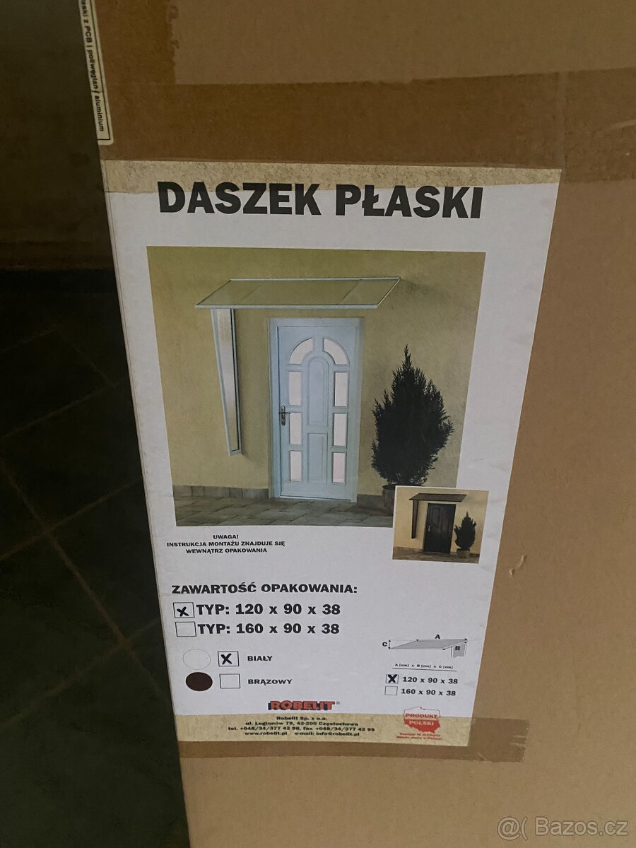Vchodová stříška rovná 120x90x38