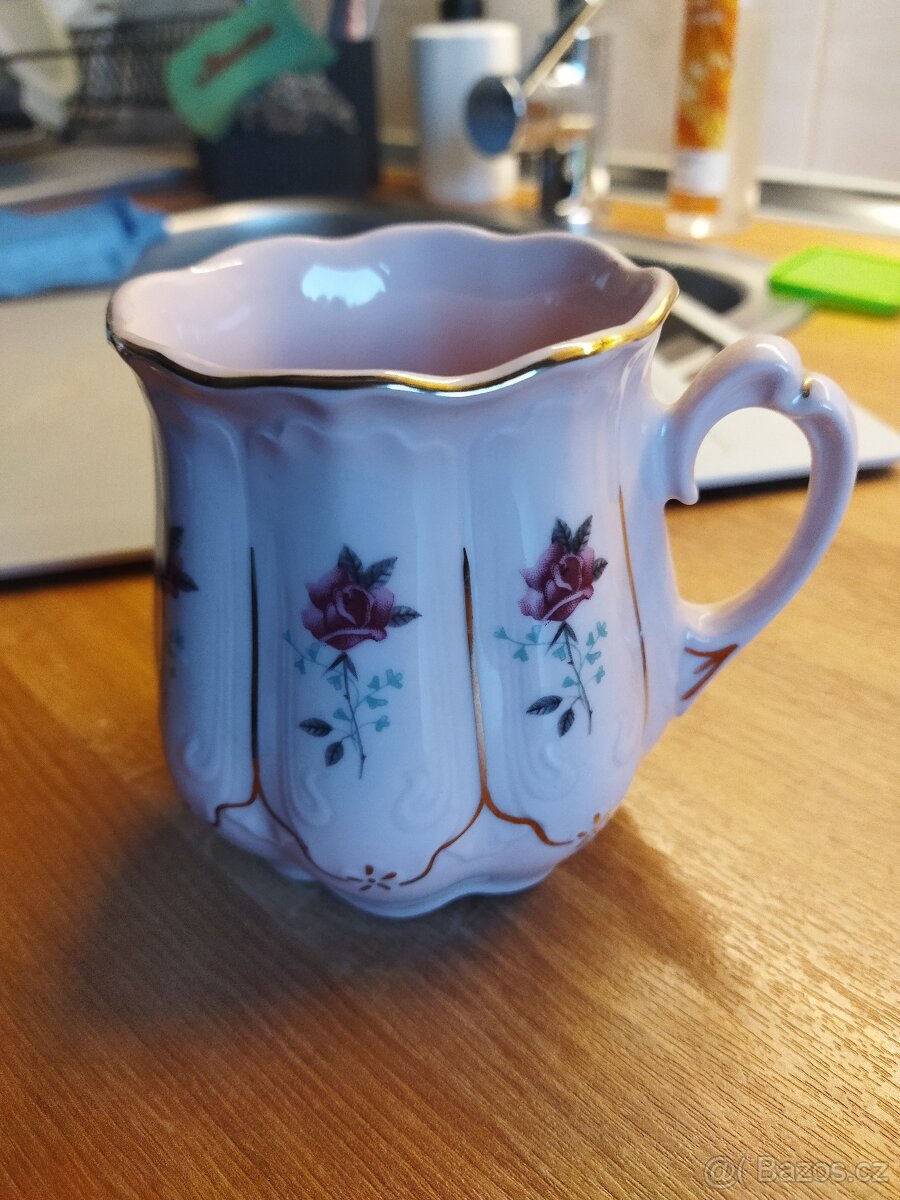 Růžový porcelan - 6 ks