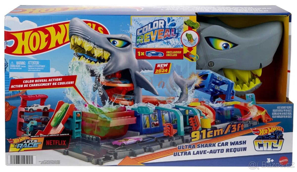 Hot Wheels City Color Reveal automyčka se žralokem a angličá