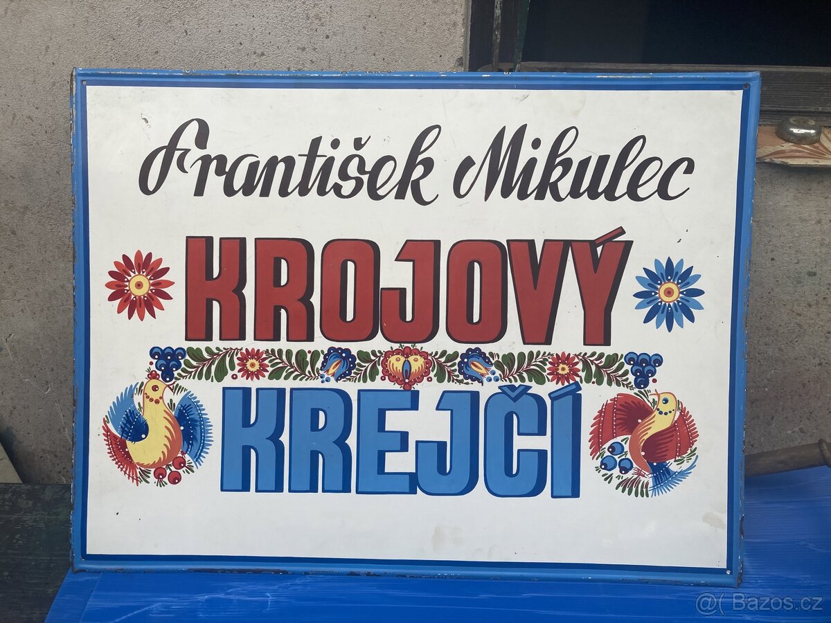 Ručně malovana smaltovana cedule