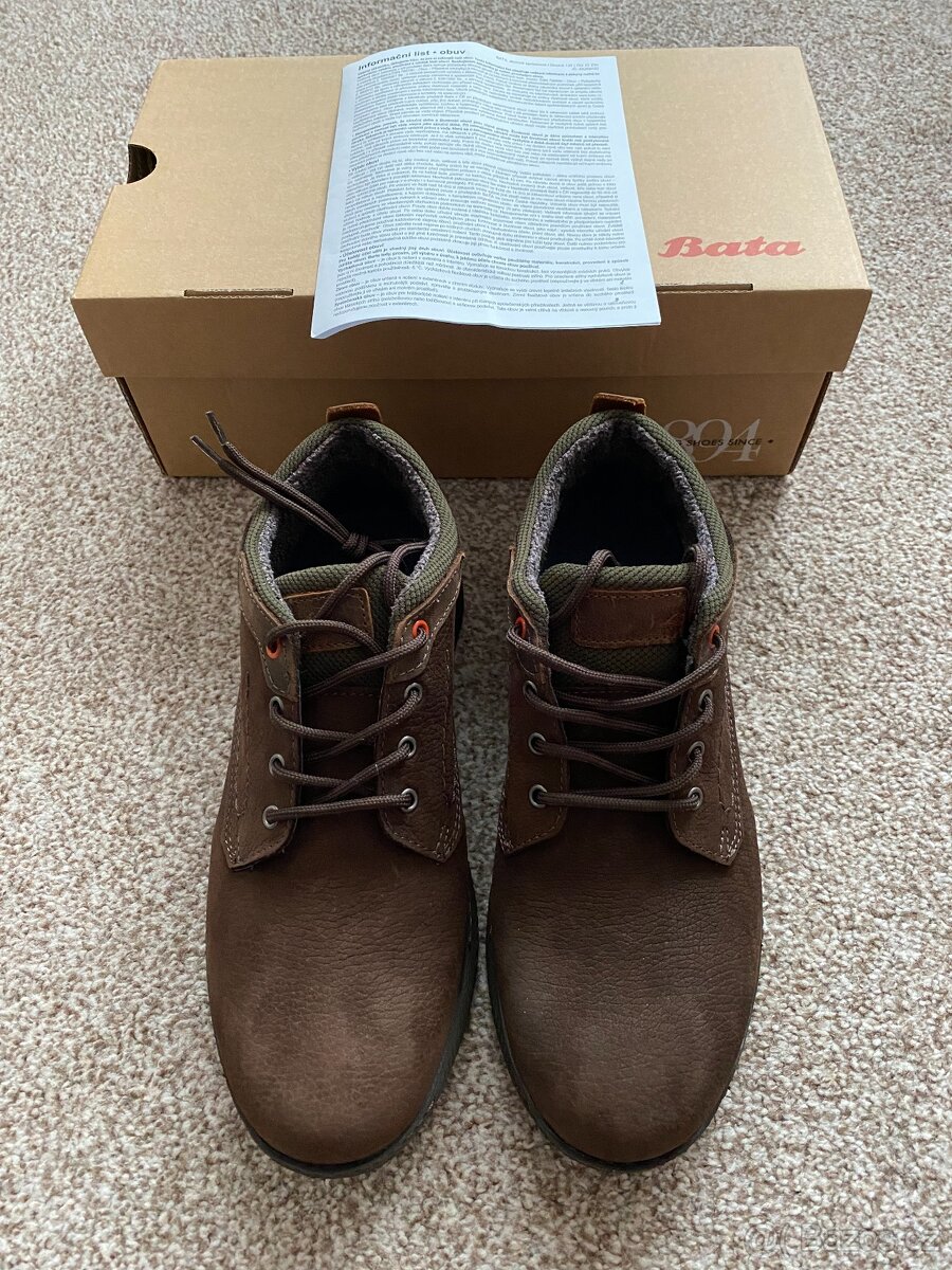 Nové pánské kožené boty Baťa se zateplením - č. 42
