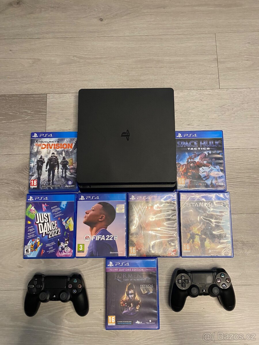 PS4 Slim 1TB 7 her a 2 ovladače