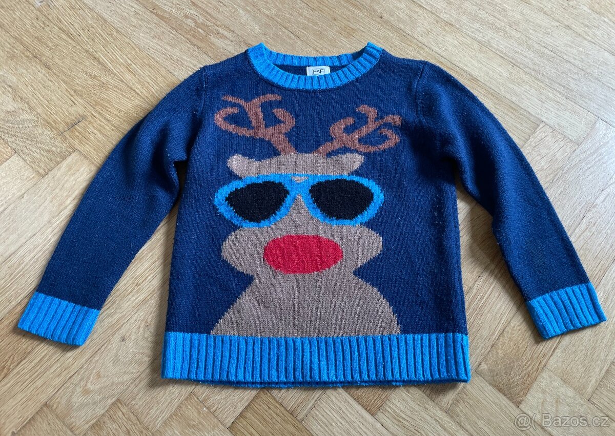 Klučičí vánoční svetr se sobem F&F 3 roky