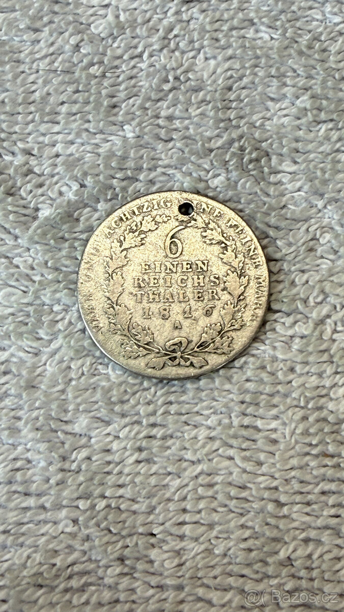 Stříbrná Mince Prusko 1/6 Tolaru (Reichsthaleru) 1840 – Frid