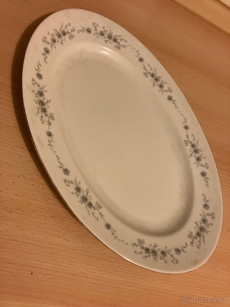 Erlag servírovací bílý talíř zdobený