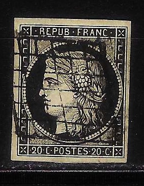 známka Francie - Mi: 3 (r. 1849)