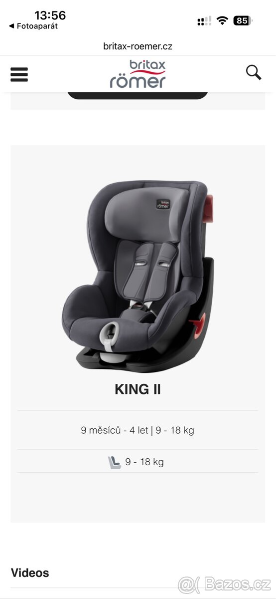 Autosedačka Britax Römer KING II – 9 až 18 kg