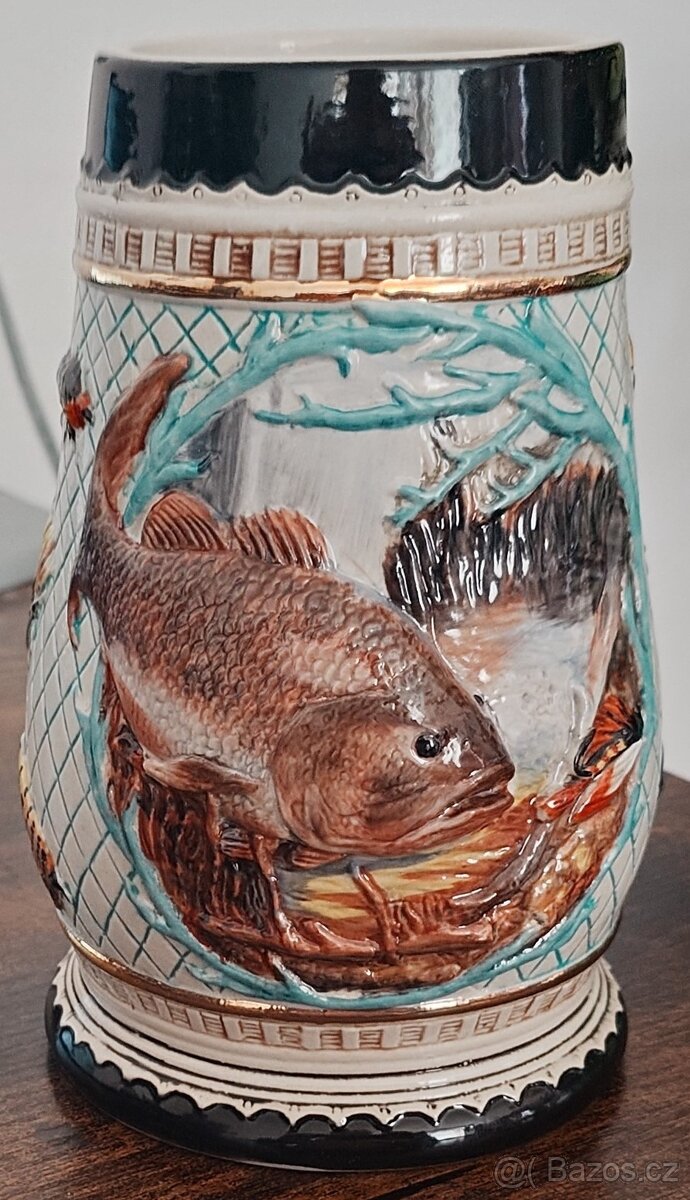 KERAMICKÝ RUČNĚ MALOVANÝ KORBEL 0,8L