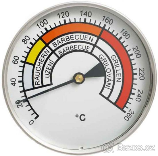 Teploměr do udírny, barbecue a grilování, 6cm