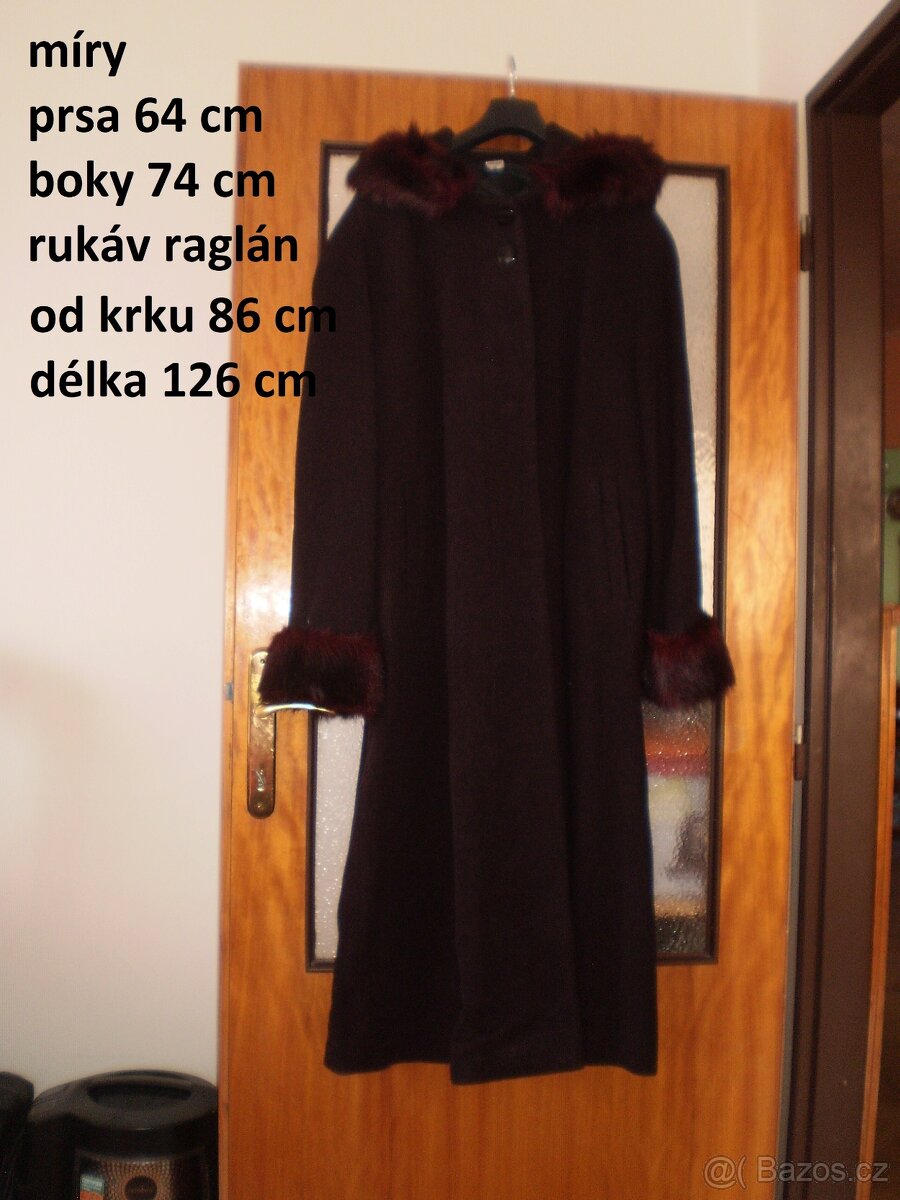 kabát dámský - flauš - kapuce - odepínací kožešina