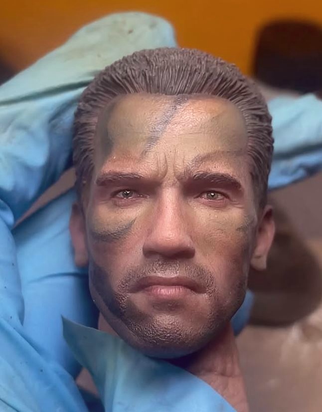 Predator 3x hlava Dutche na figurku 1/6 - A.Schwarzenegger