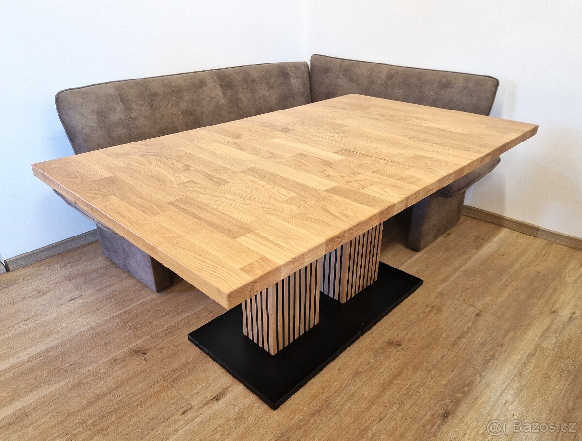 Nový rozkládací stůl dub masiv 95x161+3x40 cm