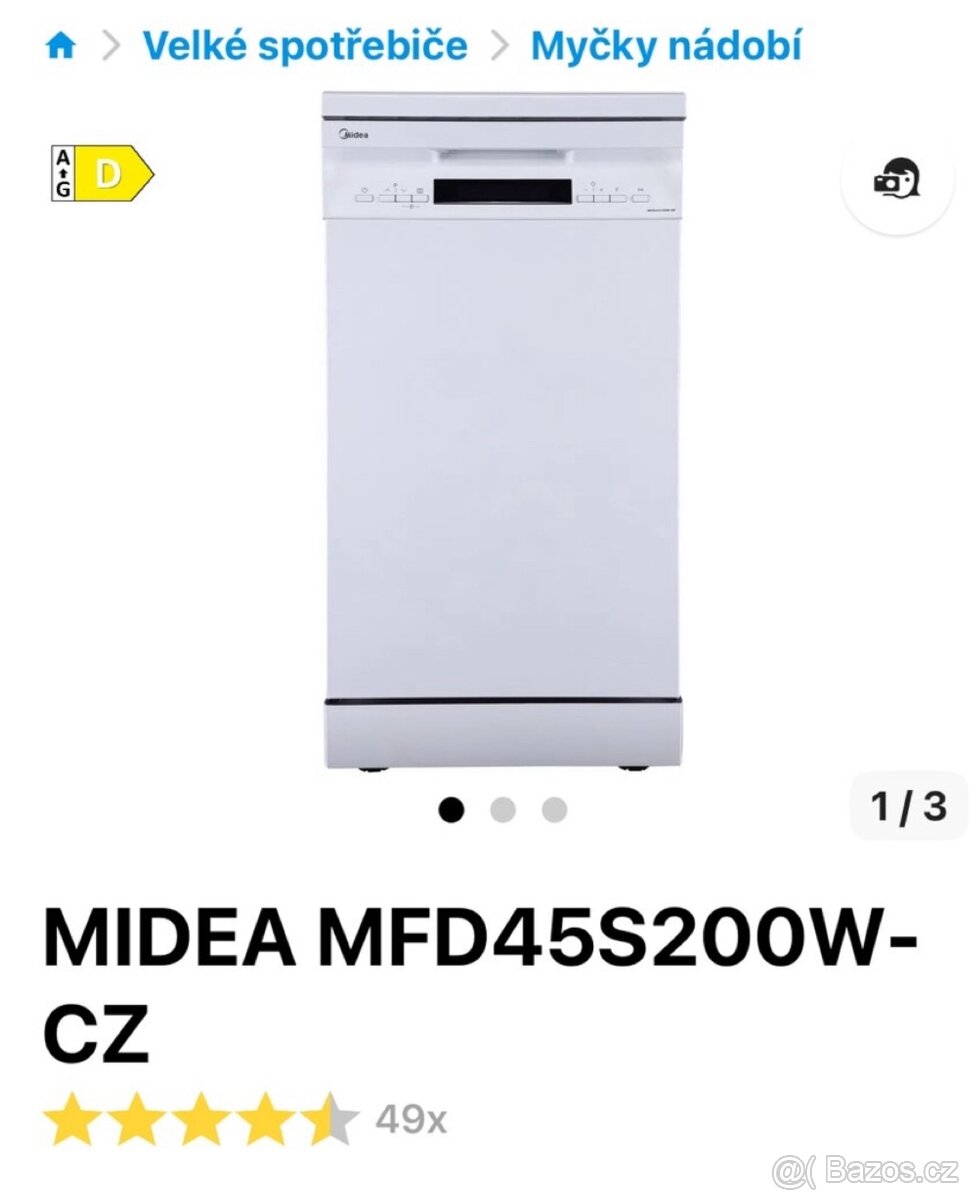 Myčka Midea, plně funkční