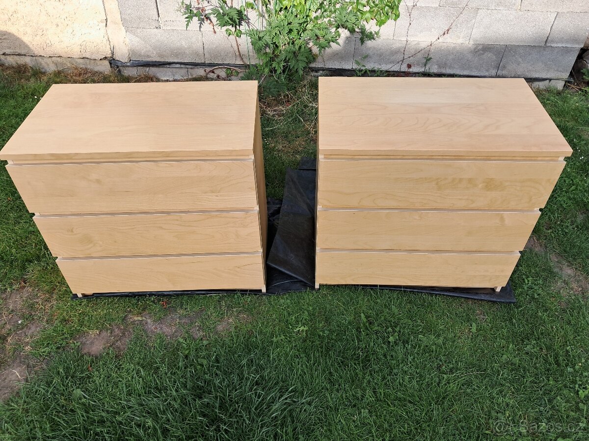 2x ikea komoda Malm bříza 3 zásuvky
