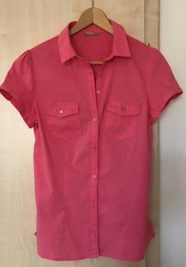 Dámská růžová košile, s krátkými nabíranými rukávky vel.40