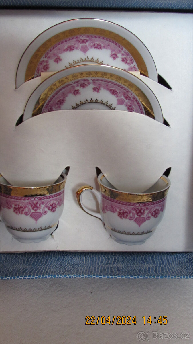 Starožitný porcelán 2 ks šálků s podšálky