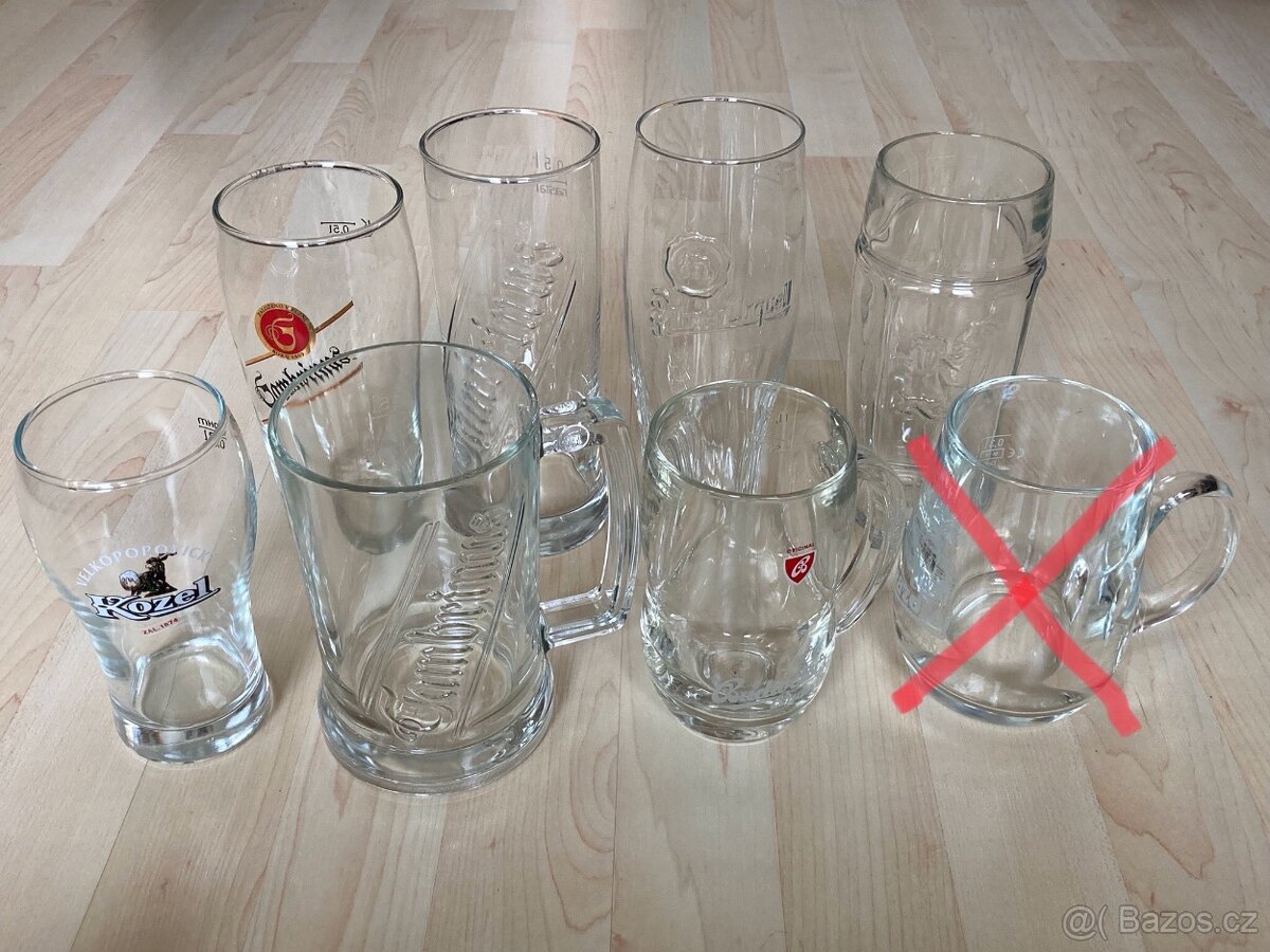 Pivní sklo - směs Kozel, Gambrinus, Budvar, Pilsner půllitr
