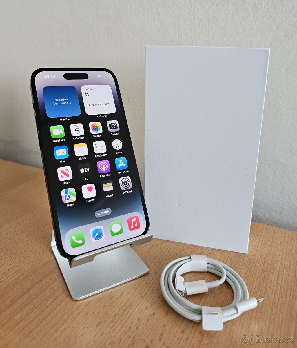 iPhone 14 Pro, perfektní stav, fyz. SIM, 12 měsíců ZÁRUKA