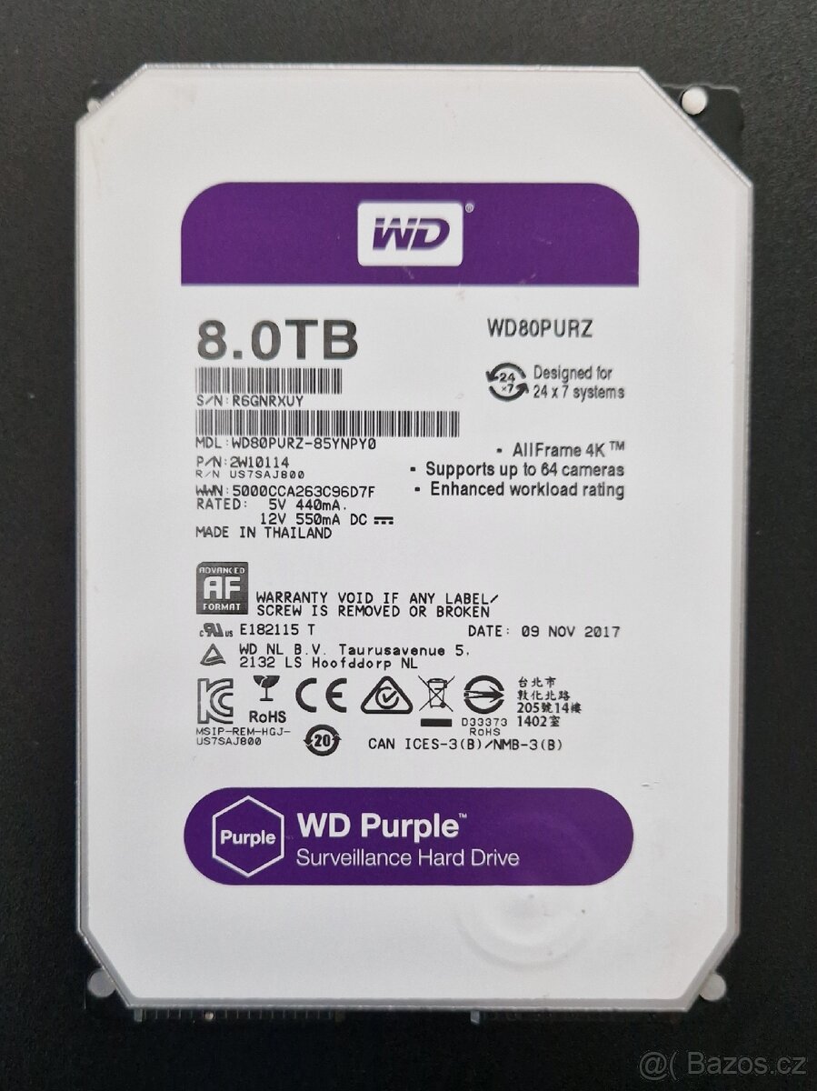 HDD Western Digital 8TB Purple - WD80PURZ