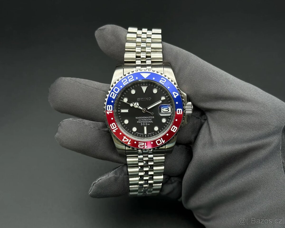 Hodinky Seiko mod GMT master Pepsi