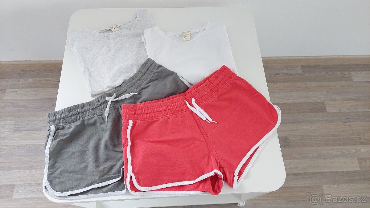 2x bavlněné triko a 2x kraťasy H&M, věk cca 14 let