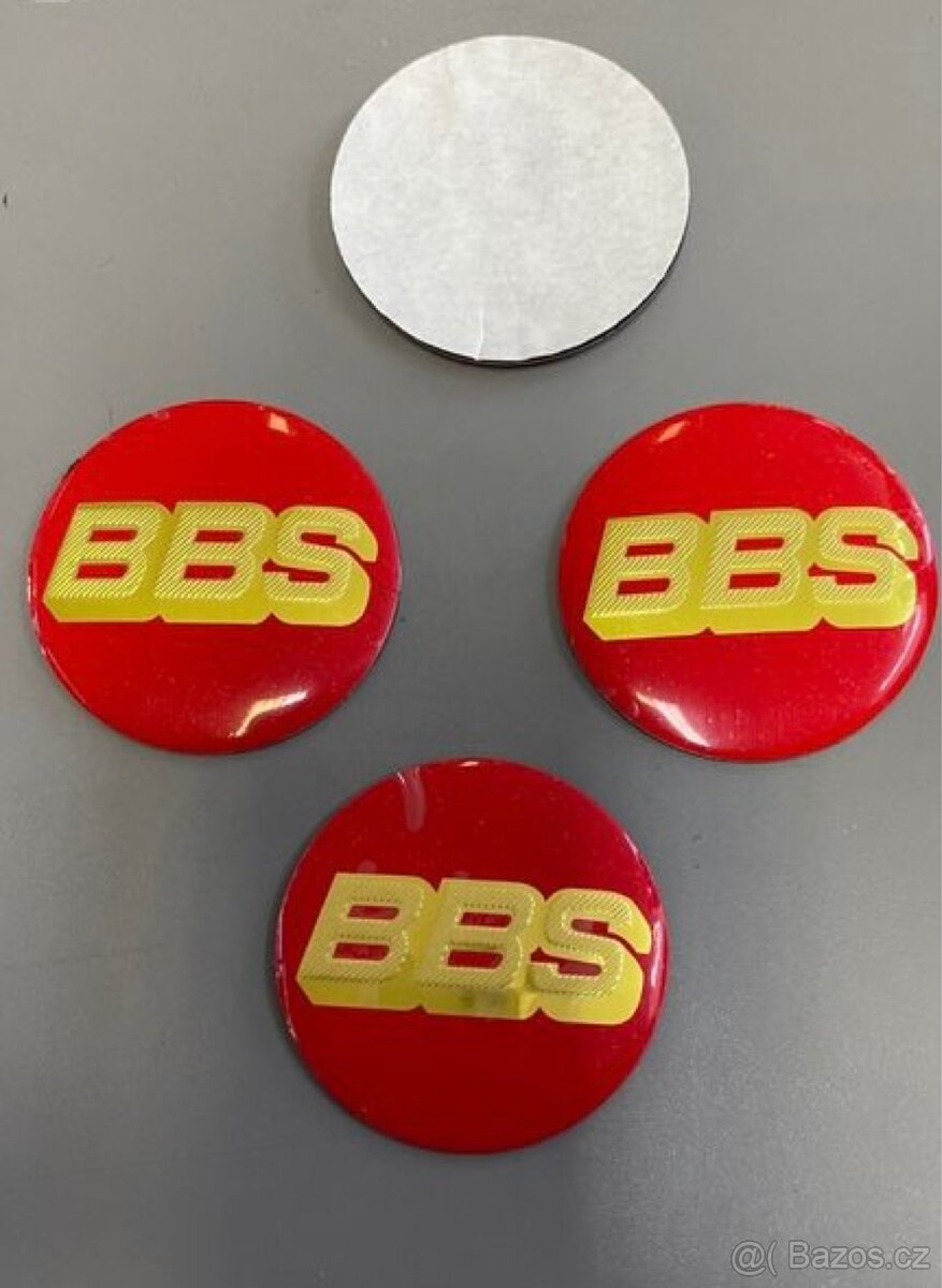 Středové pokličky / samolepky alu kol BBS 56 mm RED