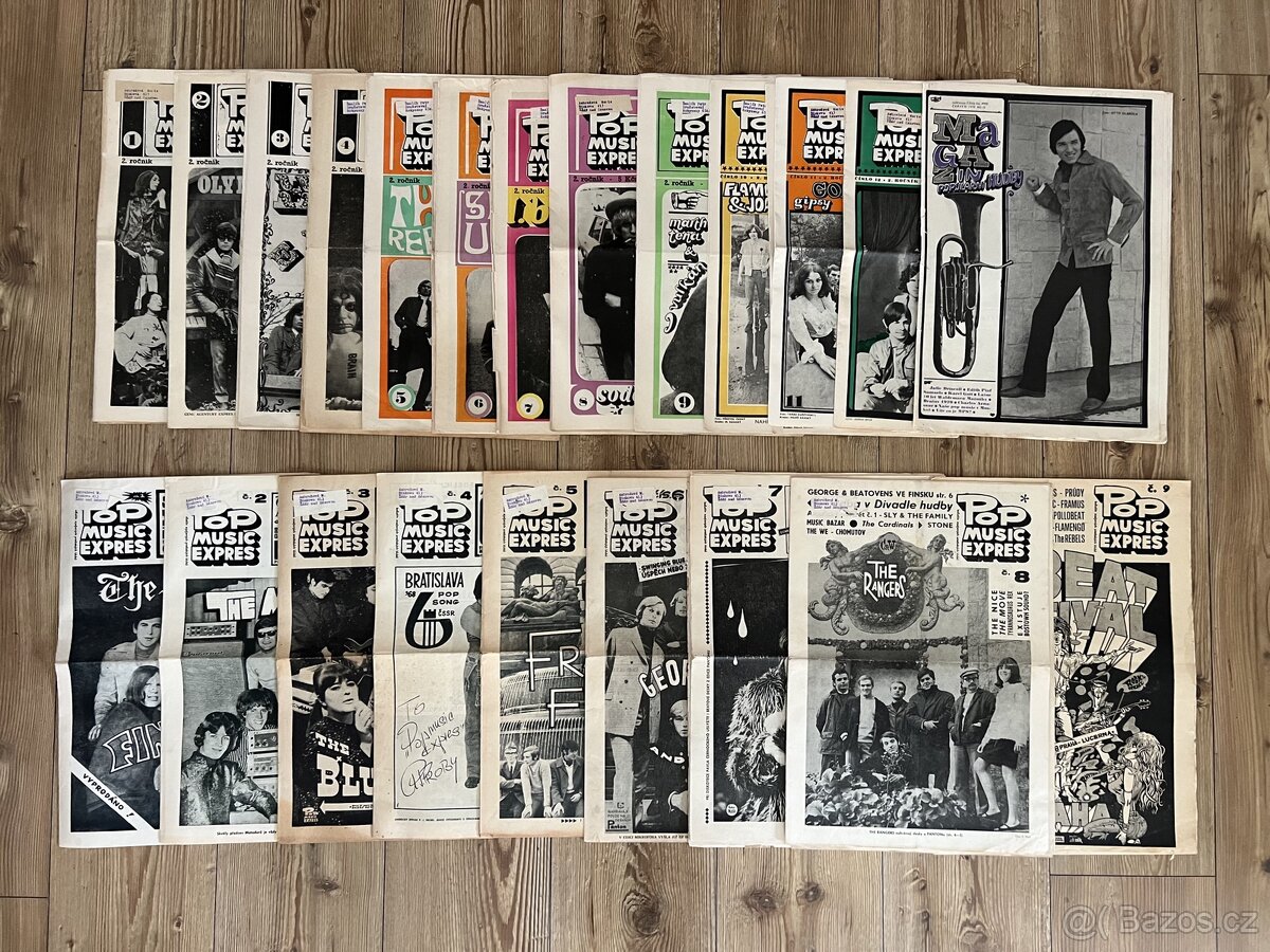 Pop music expres komplet 1968-9 s originál dobovými podpisy