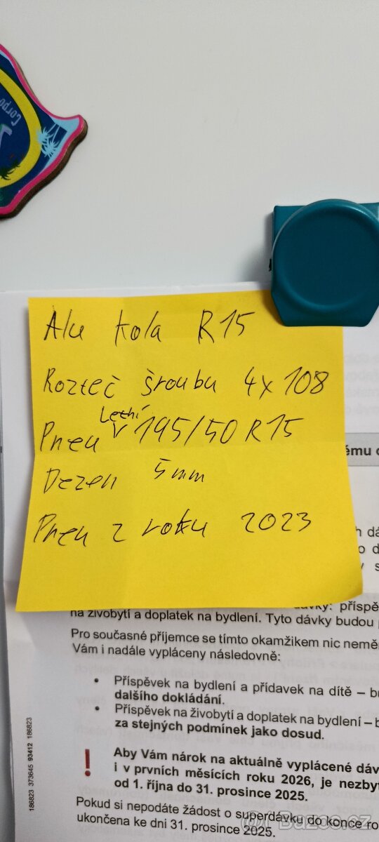 Alu disky + gumy letni 195/50 R15
