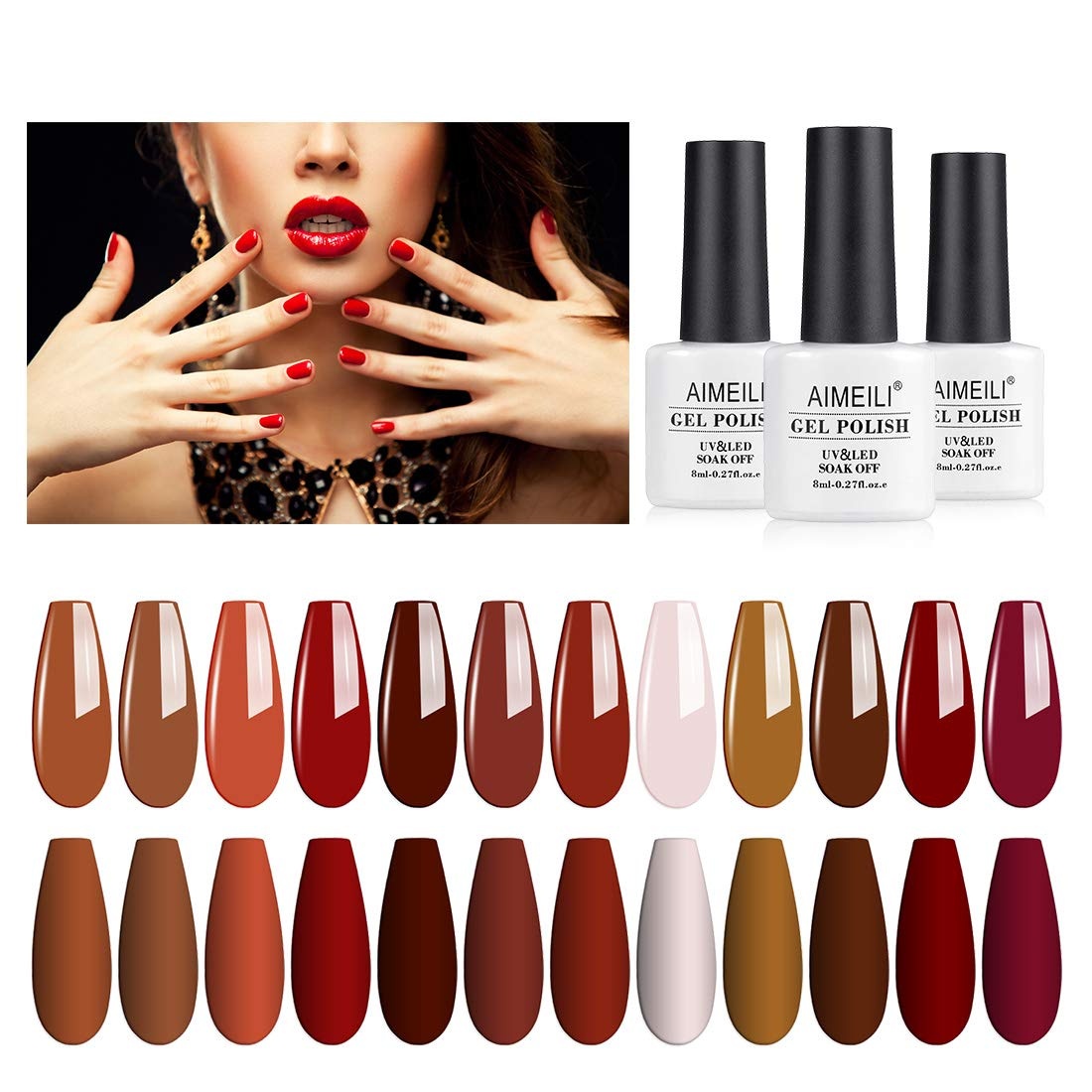 Sada 12 ks laků na nehty pro UV lampy (odstíny 370-381)